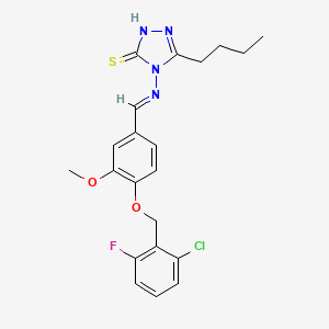 molecular formula C21H22ClFN4O2S B7747042 3-butyl-4-[(E)-[4-[(2-chloro-6-fluorophenyl)methoxy]-3-methoxyphenyl]methylideneamino]-1H-1,2,4-triazole-5-thione 