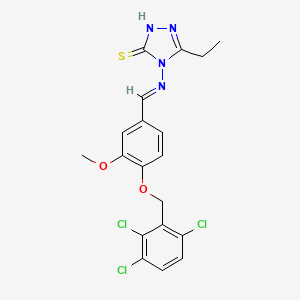 molecular formula C19H17Cl3N4O2S B7747049 3-ethyl-4-[(E)-[3-methoxy-4-[(2,3,6-trichlorophenyl)methoxy]phenyl]methylideneamino]-1H-1,2,4-triazole-5-thione 