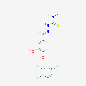 molecular formula C18H18Cl3N3O2S B7747053 1-ethyl-3-[(E)-[3-methoxy-4-[(2,3,6-trichlorophenyl)methoxy]phenyl]methylideneamino]thiourea 