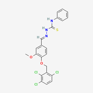 (1E,N'E)-N'-(3-methoxy-4-((2,3,6-trichlorobenzyl)oxy)benzylidene)-N-phenylcarbamohydrazonothioic acid