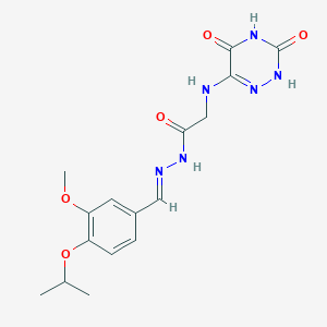 2-[(3,5-dioxo-2,3,4,5-tetrahydro-1,2,4-triazin-6-yl)amino]-N'-{(E)-[3-methoxy-4-(propan-2-yloxy)phenyl]methylidene}acetohydrazide (non-preferred name)