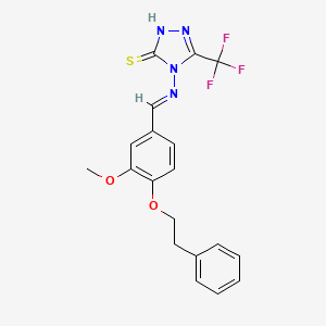 molecular formula C19H17F3N4O2S B7747091 4-({(E)-[3-methoxy-4-(2-phenylethoxy)phenyl]methylidene}amino)-5-(trifluoromethyl)-4H-1,2,4-triazole-3-thiol 