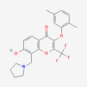 molecular formula C23H22F3NO4 B7747125 3-(2,5-Dimethylphenoxy)-7-hydroxy-8-(pyrrolidin-1-ylmethyl)-2-(trifluoromethyl)chromen-4-one 