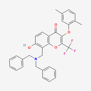 molecular formula C33H28F3NO4 B7747143 8-[(dibenzylamino)methyl]-3-(2,5-dimethylphenoxy)-7-hydroxy-2-(trifluoromethyl)-4H-chromen-4-one 