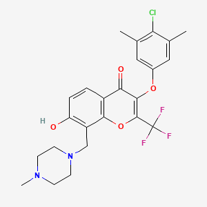 3-(4-chloro-3,5-dimethylphenoxy)-7-hydroxy-8-[(4-methylpiperazin-1-yl)methyl]-2-(trifluoromethyl)-4H-chromen-4-one