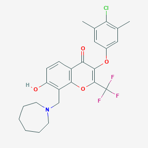 molecular formula C25H25ClF3NO4 B7747156 8-(azepan-1-ylmethyl)-3-(4-chloro-3,5-dimethylphenoxy)-7-hydroxy-2-(trifluoromethyl)-4H-chromen-4-one 