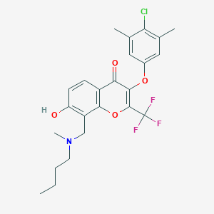 molecular formula C24H25ClF3NO4 B7747163 8-{[butyl(methyl)amino]methyl}-3-(4-chloro-3,5-dimethylphenoxy)-7-hydroxy-2-(trifluoromethyl)-4H-chromen-4-one 
