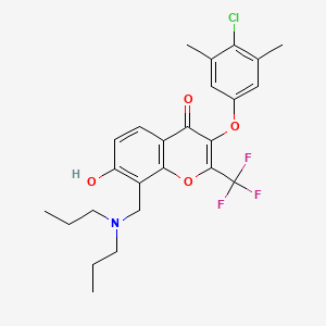 molecular formula C25H27ClF3NO4 B7747169 3-(4-chloro-3,5-dimethylphenoxy)-8-[(dipropylamino)methyl]-7-hydroxy-2-(trifluoromethyl)-4H-chromen-4-one 