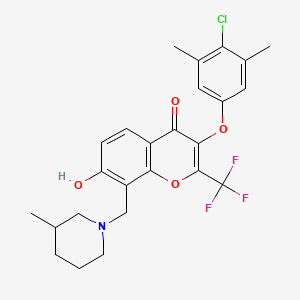 3-(4-chloro-3,5-dimethylphenoxy)-7-hydroxy-8-[(3-methylpiperidin-1-yl)methyl]-2-(trifluoromethyl)-4H-chromen-4-one