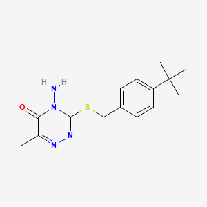 molecular formula C15H20N4OS B7747222 4-Amino-3-[(4-tert-butylphenyl)methylsulfanyl]-6-methyl-1,2,4-triazin-5-one 