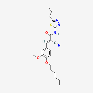 molecular formula C22H28N4O3S B7747233 (E)-2-cyano-3-(4-(hexyloxy)-3-methoxyphenyl)-N-(5-propyl-1,3,4-thiadiazol-2-yl)acrylamide 