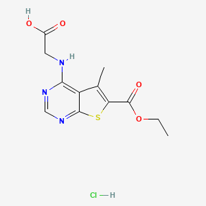molecular formula C12H14ClN3O4S B7747267 2-{[6-(Ethoxycarbonyl)-5-methylthieno[2,3-d]pyrimidin-4-yl]amino}acetic acid hydrochloride 