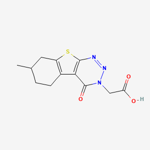 molecular formula C12H13N3O3S B7747281 (7-methyl-4-oxo-5,6,7,8-tetrahydro[1]benzothieno[2,3-d][1,2,3]triazin-3(4H)-yl)acetic acid 