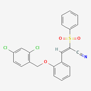 (E)-2-(benzenesulfonyl)-3-[2-[(2,4-dichlorophenyl)methoxy]phenyl]prop-2-enenitrile