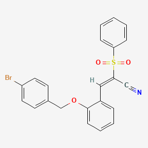 (E)-2-(benzenesulfonyl)-3-[2-[(4-bromophenyl)methoxy]phenyl]prop-2-enenitrile