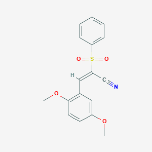 (E)-2-(benzenesulfonyl)-3-(2,5-dimethoxyphenyl)prop-2-enenitrile