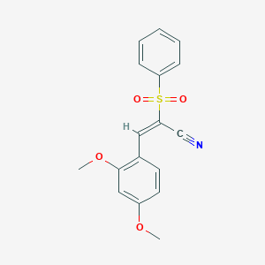 (E)-2-(benzenesulfonyl)-3-(2,4-dimethoxyphenyl)prop-2-enenitrile