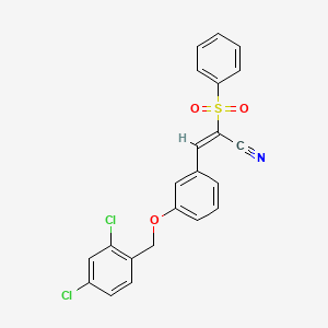 (E)-2-(benzenesulfonyl)-3-[3-[(2,4-dichlorophenyl)methoxy]phenyl]prop-2-enenitrile