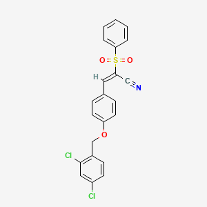 (E)-2-(benzenesulfonyl)-3-[4-[(2,4-dichlorophenyl)methoxy]phenyl]prop-2-enenitrile