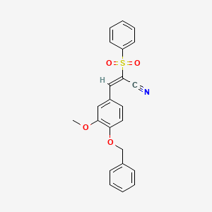 (E)-2-(benzenesulfonyl)-3-(3-methoxy-4-phenylmethoxyphenyl)prop-2-enenitrile