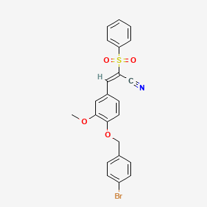 (E)-2-(benzenesulfonyl)-3-[4-[(4-bromophenyl)methoxy]-3-methoxyphenyl]prop-2-enenitrile