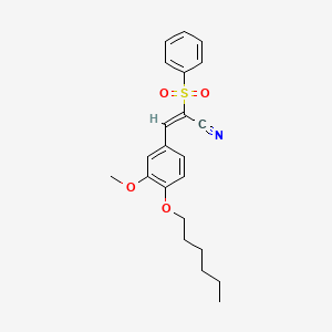 (E)-2-(benzenesulfonyl)-3-(4-hexoxy-3-methoxyphenyl)prop-2-enenitrile