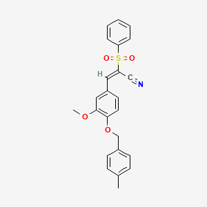 (E)-2-(benzenesulfonyl)-3-[3-methoxy-4-[(4-methylphenyl)methoxy]phenyl]prop-2-enenitrile