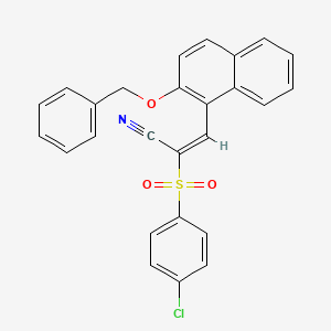 (E)-2-(4-chlorophenyl)sulfonyl-3-(2-phenylmethoxynaphthalen-1-yl)prop-2-enenitrile
