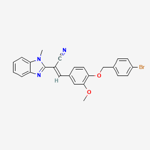 (E)-3-[4-[(4-bromophenyl)methoxy]-3-methoxyphenyl]-2-(1-methylbenzimidazol-2-yl)prop-2-enenitrile