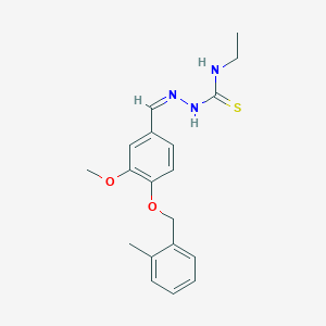 molecular formula C19H23N3O2S B7747482 1-ethyl-3-[(Z)-[3-methoxy-4-[(2-methylphenyl)methoxy]phenyl]methylideneamino]thiourea 