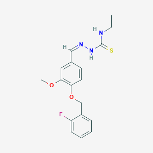 molecular formula C18H20FN3O2S B7747489 1-ethyl-3-[(Z)-[4-[(2-fluorophenyl)methoxy]-3-methoxyphenyl]methylideneamino]thiourea 