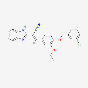 molecular formula C25H20ClN3O2 B7747500 (E)-2-(1H-benzimidazol-2-yl)-3-[4-[(3-chlorophenyl)methoxy]-3-ethoxyphenyl]prop-2-enenitrile 