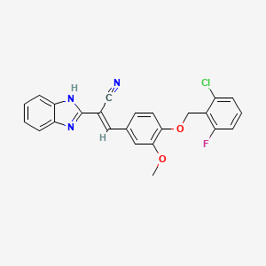 molecular formula C24H17ClFN3O2 B7747524 (E)-2-(1H-benzimidazol-2-yl)-3-[4-[(2-chloro-6-fluorophenyl)methoxy]-3-methoxyphenyl]prop-2-enenitrile 