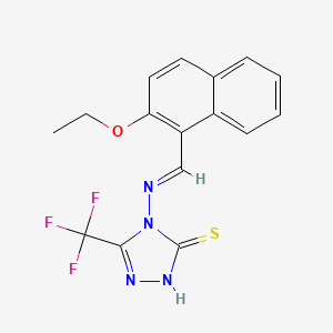 molecular formula C16H13F3N4OS B7747532 4-[(E)-(2-ethoxynaphthalen-1-yl)methylideneamino]-3-(trifluoromethyl)-1H-1,2,4-triazole-5-thione 