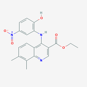 molecular formula C20H19N3O5 B7747591 Ethyl 4-(2-hydroxy-5-nitroanilino)-7,8-dimethylquinoline-3-carboxylate 