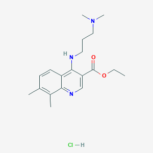molecular formula C19H28ClN3O2 B7747612 Ethyl 4-[3-(dimethylamino)propylamino]-7,8-dimethylquinoline-3-carboxylate;hydrochloride 