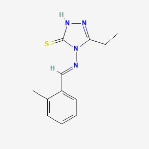 molecular formula C12H14N4S B7747687 5-ethyl-4-[(E)-[(2-methylphenyl)methylidene]amino]-4H-1,2,4-triazole-3-thiol 