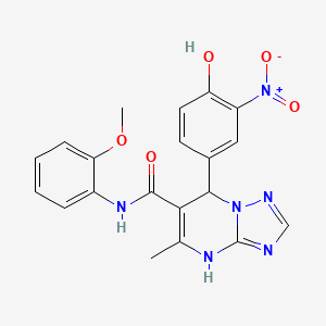 molecular formula C20H18N6O5 B7747699 7-(4-hydroxy-3-nitrophenyl)-N-(2-methoxyphenyl)-5-methyl-4,7-dihydro-[1,2,4]triazolo[1,5-a]pyrimidine-6-carboxamide 