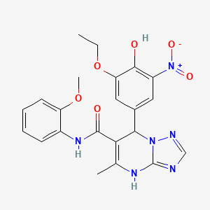 molecular formula C22H22N6O6 B7747706 7-(3-ethoxy-4-hydroxy-5-nitrophenyl)-N-(2-methoxyphenyl)-5-methyl-4,7-dihydro-[1,2,4]triazolo[1,5-a]pyrimidine-6-carboxamide 