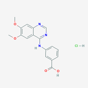 molecular formula C17H16ClN3O4 B7747849 3-[(6,7-Dimethoxyquinazolin-4-yl)amino]benzoic acid hydrochloride 