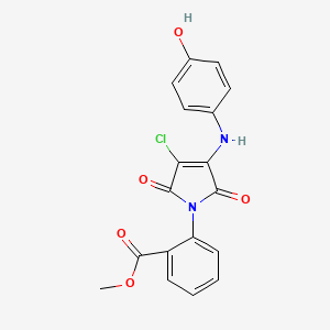 molecular formula C18H13ClN2O5 B7747867 Methyl 2-[3-chloro-4-(4-hydroxyanilino)-2,5-dioxopyrrol-1-yl]benzoate 