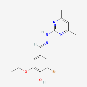 molecular formula C15H17BrN4O2 B7747888 (E)-2-bromo-4-((2-(4,6-dimethylpyrimidin-2-yl)hydrazono)methyl)-6-ethoxyphenol 