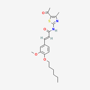 (E)-N-(5-acetyl-4-methyl-1,3-thiazol-2-yl)-3-(4-hexoxy-3-methoxyphenyl)prop-2-enamide
