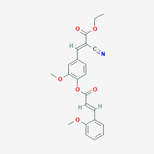 molecular formula C23H21NO6 B7747923 ethyl (E)-2-cyano-3-[3-methoxy-4-[(E)-3-(2-methoxyphenyl)prop-2-enoyl]oxyphenyl]prop-2-enoate 