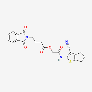 molecular formula C22H19N3O5S B7747982 2-((3-cyano-5,6-dihydro-4H-cyclopenta[b]thiophen-2-yl)amino)-2-oxoethyl 4-(1,3-dioxoisoindolin-2-yl)butanoate 