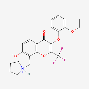 molecular formula C23H22F3NO5 B7747987 3-(2-ethoxyphenoxy)-4-oxo-8-(pyrrolidinium-1-ylmethyl)-2-(trifluoromethyl)-4H-chromen-7-olate 