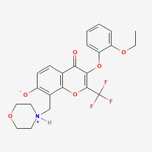 molecular formula C23H22F3NO6 B7747993 3-(2-ethoxyphenoxy)-8-(morpholin-4-ium-4-ylmethyl)-4-oxo-2-(trifluoromethyl)-4H-chromen-7-olate 