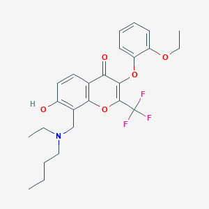 molecular formula C25H28F3NO5 B7748005 8-[[Butyl(ethyl)amino]methyl]-3-(2-ethoxyphenoxy)-7-hydroxy-2-(trifluoromethyl)chromen-4-one 