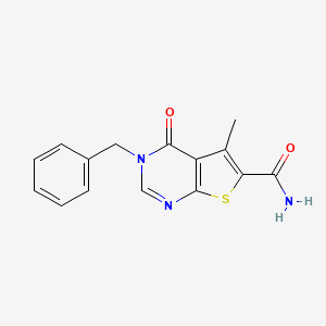 molecular formula C15H13N3O2S B7748027 3-Benzyl-5-methyl-4-oxothieno[2,3-d]pyrimidine-6-carboxamide 
