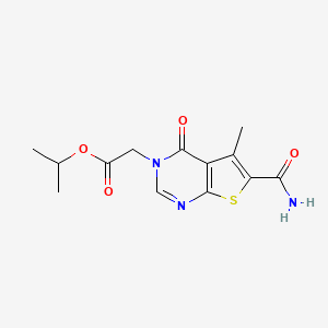 (6-Carbamoyl-5-methyl-4-oxo-4H-thieno[2,3-d]pyrimidin-3-yl)-acetic acid isopropyl ester